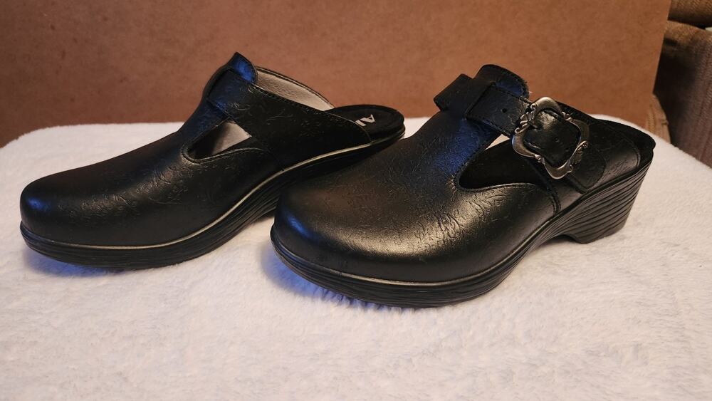 Alegria by PG Lite Selina Clogs Black Leather Shoes Size EU 37 US 7